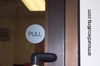 push pull stickers for In out pressure sensitive decals for door entrance  on window that say push and pull